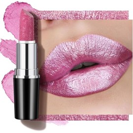 Anglicolor Lápiz Labial Brillo MetáLico,Labiales Super Lustrous,Lipstick Labios De Sculpted Craft Hidratante, Larga Duración,Vegano Y Sin Crueldad (#15 VELOCITY)
