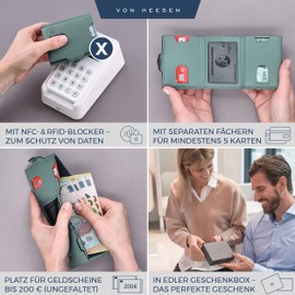 VON HEESEN Slim Wallet with RFID Protection, for Men and Women, Mini Purse, Credit Card Case, Small Wallet