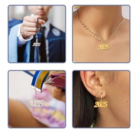 Fashewelry 60pcs 2025 Graduation Charms Golden Silver 2025 Year Charms Alloy Number 2025 Pendants for Graduation Cap Tassel New Year Jewelry Making