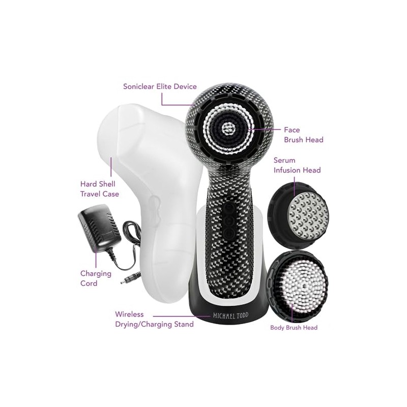 Michael Todd Soniclear Elite Antimicrobial Facial Cleansing Brush System, 6-Speed