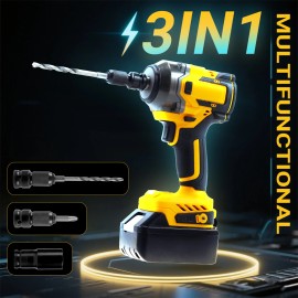 1800Nm Cordless Electric Impact Wrench Gun 1/2'' High Power Driver w/ 2x Battery