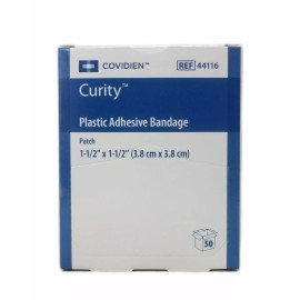 Curity 44116 Adhesive Spot Bandage 1.5" Square Plastic - 50CT