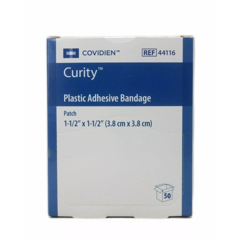 Curity 44116 Adhesive Spot Bandage 1.5" Square Plastic - 50CT