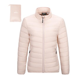 Outdoor Ventures Outdoor Ventures Womens Winter Lightweight Jacket Warm Short Packable Puffer Jacket Transitional Padded Jacket Quilted Jacket for Ladies Lined for Hiking Travel, Pink L