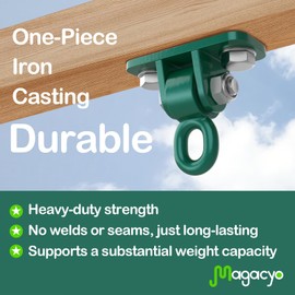 Magacyo Porch Swing Hanging Kit with Swirl Bearing, Heavy Duty Swing Hangers Outdoor Indoor Ceiling Patio Playground Tree Swingset Hardware Bracket Mounting 2 Set with Snap Hook Screw Washer(Green)