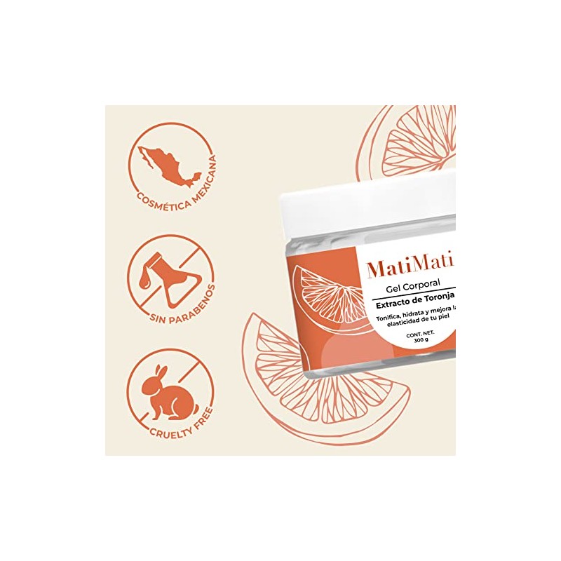 Gel Corporal Extracto Toronja MatiMati-Tonificante, Hidratante, Anticelulítico 300 g