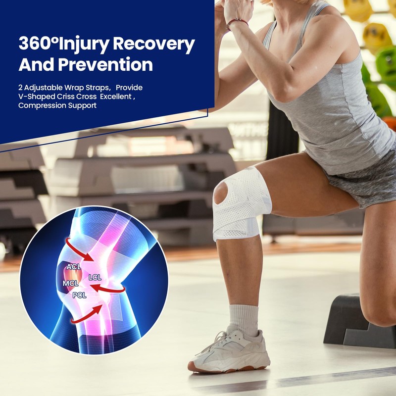Knee Brace for Meniscus Tear, Knee Pain,ACL, Adjustable Breathable Knee