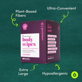 goodwipes Goodwipes Body Wipes, Really Big for All Over, Made with Aloe, Plant Based and Hypoallergenic, Wipe Away Sweat and Odor, For Face and Body-Lavender, 10 Count