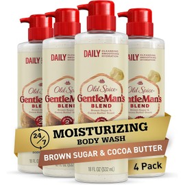 Old Spice Gentleman's Blend Exfoliating Body Wash, Brown Sugar & Cocoa Butter, 18 oz (Pack of 4)