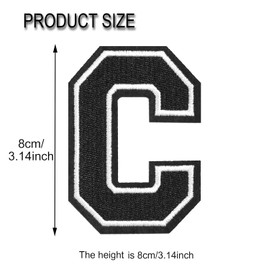 ZLETTERY 4Pcs 3.14 inch Iron on Letter Patches 4 Colors Embroidered Alphabet Patches for Clothing Jackets Hats Backpacks Jeans Letter C