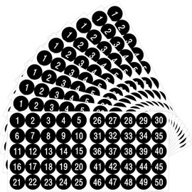 10 Sheets Consecutive Number Stickers - Vinyl, Self-Adhesive, Waterproof, Indoor/Outdoor Labels (Black, 1.5 Inch)