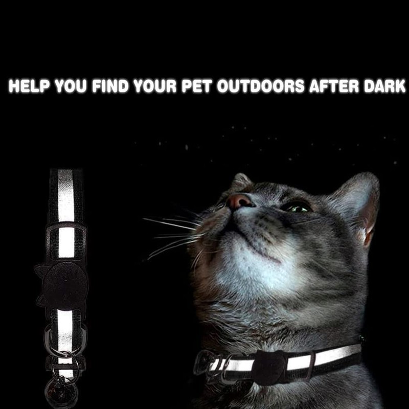 Pack of 4 Cat Collars with Safety Clasp, Adjustable Reflective