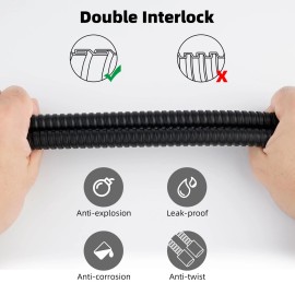 HIbbent 90'' All Metal Shower Hose, Extra Long Stainless Steel Shower Hose Replacement - Matte Black