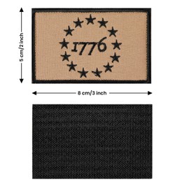 1776 Patriot Tactical Morale Patch Milltary Bordado Aplique Gancho y Bucle Emblema (marrón)
