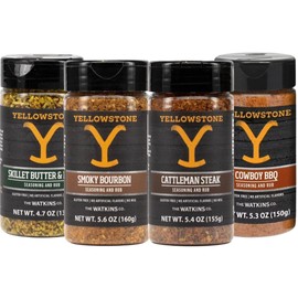 Yellow-Stone Seasonings Gift Pack - Cattleman Steak, Cowboy BBQ, Smoky Bourbon, and Skillet Butter & Herb