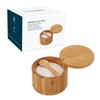 KITCHENDAO Bamboo Salt Cellar Bowl Box Container with Built-in Spoon,