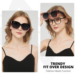 Myiaur Fit Over Glasses Sunglasses for Women, Trendy Oversized Polarized Wear Over Sun Glasses with UV400 Protection（2 Pack）
