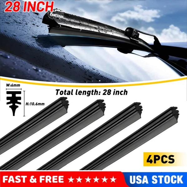OXILAM 4PCS Universal 28" Car Bus Silicone Frameless Windshield Wiper