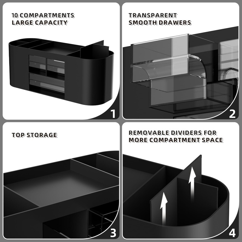 Marbrasse Desk Organiser with 3 Drawers,Multi-Functional Pen Holder,Desk Tidy and