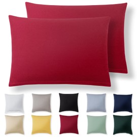 Alreya Cushion Cover 50 x 70 cm (Set of 2) - Red - 100% Jersey Cotton - Cushion Cover for Cushions 50 x 70 cm, Jersey Pillowcases, Super Soft Cushion Covers 50 x 70 cm with Zip
