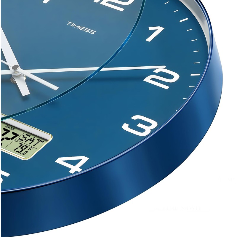 TIMESS Wall Clock, 12" Dial Non-Ticking Silent Battery Operated Analog