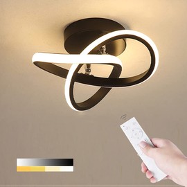 ADISUN LED 22W Ceiling Light Modern Flush Mount Light Fixtures Dimmable with Remote Control Ceiling Lamp for Kitchen Loft Aisle Hall Balcony Stair Garden, 85V-265V (Black)