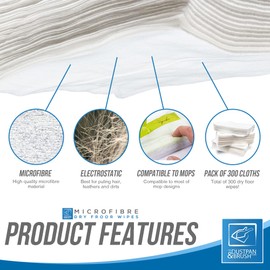 100pk Dry Floor Wipes 29cm x 21cm Large Floor Wipes Universal Fitting for Swivel Flat Mop, Disposable Dry Dusting Cloths Laminate Floor Wipes Mop Refill Pads (2 x 50 Floor Cleaning Wipes)