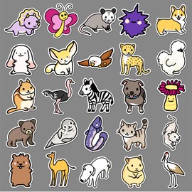 Animals Stickers 100 Pack Laptop Stickers,Vinyl Waterproof Stickers for Water Bottles Skateboard Scrapbook Bike Computer,Phone,-Graffiti Stickers Pack for Teens Girls Kids Adults(Cute Animals)