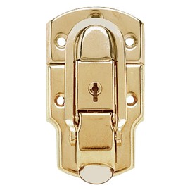Hand Control Locking Drawbolt - Strong & Surface Mounted Keyed Hasp Lock W/ 4 X 3/4" Oval Head Screws - Brass-Plated Convenient Display Case Lock - Secured Tool for Locking Trunks, Chests Or Boxes