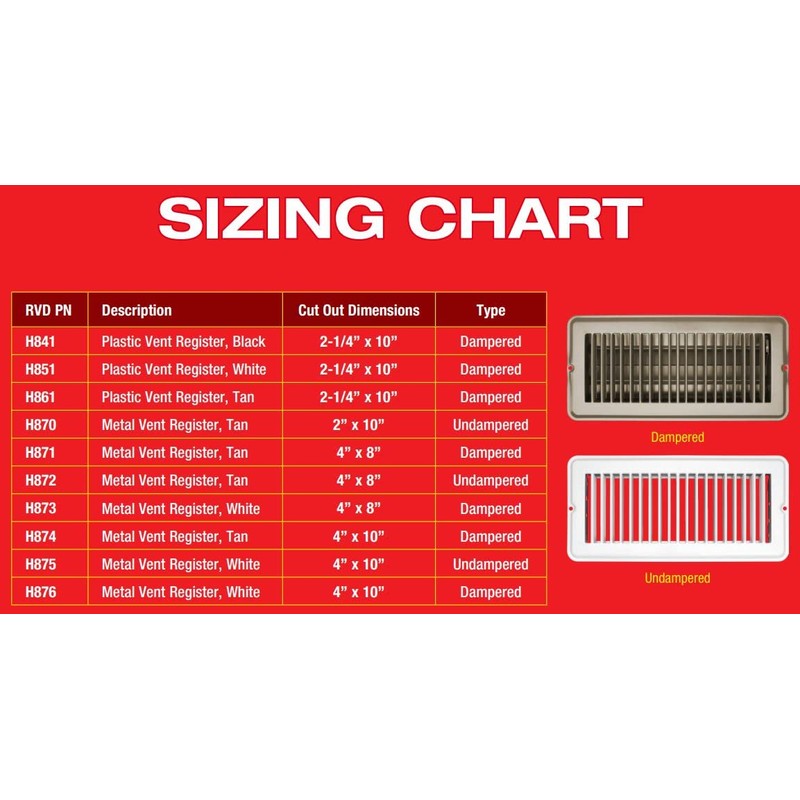 RV Designer H872, Metal Floor Register, Undampered, 7.5 inch x
