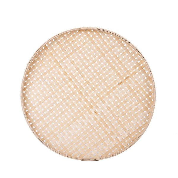 (Only by Bulk) Handwoven Flat Wicker Round Fruit Basket Woven