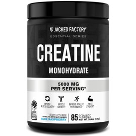 Jacked Factory Creatine Monohydrate Powder 425g - 5g Daily Creatine Supplement for Men and Women, Vegan-Friendly, Third-Party Tested - 85 Servings, Blue Raspberry