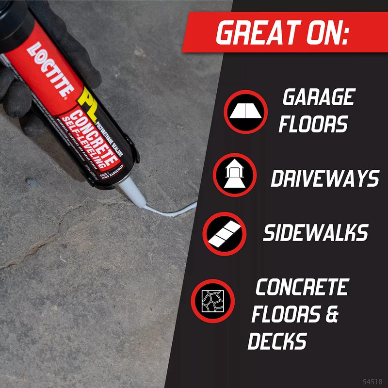 Loctite PL Concrete Self-Leveling Polyurethane Sealant, Gray, 10 Ounce