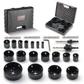 VEVOR Hole Saw Kit, 18 PCS Saw Blades, 6 Drill Bits, 1 Hex Wrench, Bi Metal M42 Hole Saw Set with Carrying Case, General Purpose Size from 3/4" to 4-1/2", Ideal for Wood Board, Iron and Plastic Plate