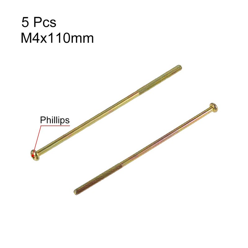 sourcing map M4 x 110mm Male Thread Phillips Pan Head