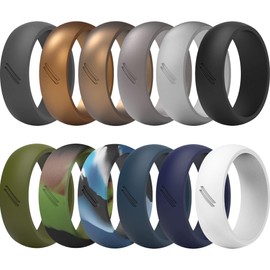 ThunderFit Silicone Wedding Rings for Men, 12 Rubber Engagement Bands 8.7mm Wide 2.5mm Thick (8-8.5 (18.6mm))