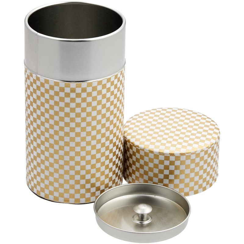 Yamako 80087 Po Kan Gorgeous Checkered Large Tea Tin