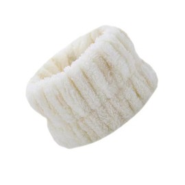scicent Flannel Face Washing Wristbands, 2Pcs Sweat Wiping Wristbands, Water Absorbing Wristbands, Special Towels for Face Washing, Washing, Shower, Sports, Elastic Hair Hands - Beige