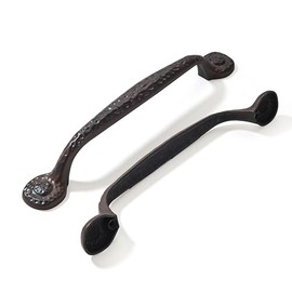 CABDM 10 Pack Rustic Black Cabinet Pulls,Antique Black Cabinet Pulls Hammered Cabinet Pulls Kitchen Cabinet Hardware Vintage Pulls for Drawers 5 Inch (128mm) Hole Center
