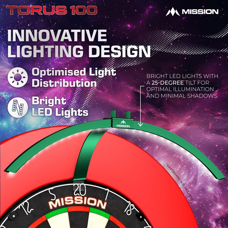 Mission Darts TOR100 Torus 100 Dartboard LED Foldable Portable Dartboard