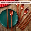 Wooden Spoon and Chopsticks Set Long Handle Spoon Chopstick Flatware