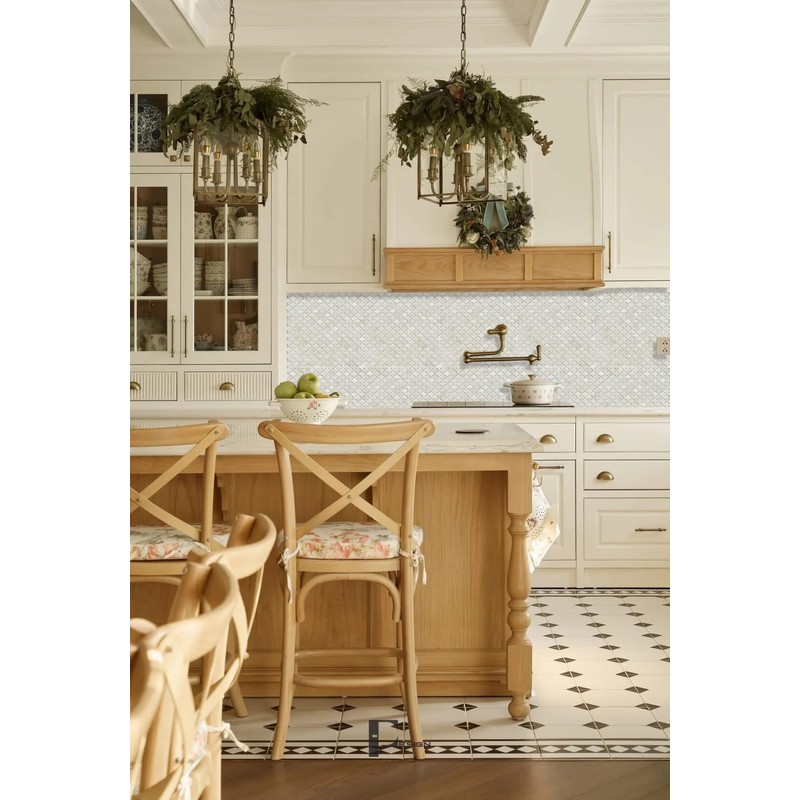 MOPTORLS Mother of Pearl Fish Scale Pattern Mosaic Tile for