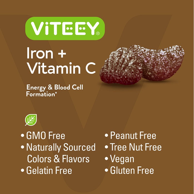 Iron Gummies 20mg + Vitamin C 26mg for Iron Deficiency