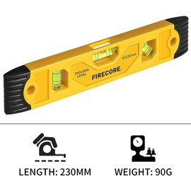 Firecore 3pcs Magnetic Torpedo Level, 9-Inch Shockproof Toolbox Level with 3 Bubble Spirit Level 45 90 180 Degree