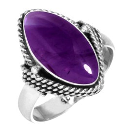 Jeweloporium 925 Sterling Silver Ring for Women Violet Natural Amethyst Gemstone Statement Silver Ring Size O Anniversary - Gift Fashion Jewelry