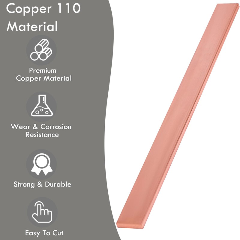 Copper 110 Flat Bar 1/4" x 1" x 12" Long,
