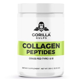 Gorilla Gulps | Hydrolyzed Collagen Peptides | Grass Fed Type I & III | All Natural, Non-GMO, Hormone Free, Gluten Free, Lactose Free | Made in USA | 3rd Party Tested