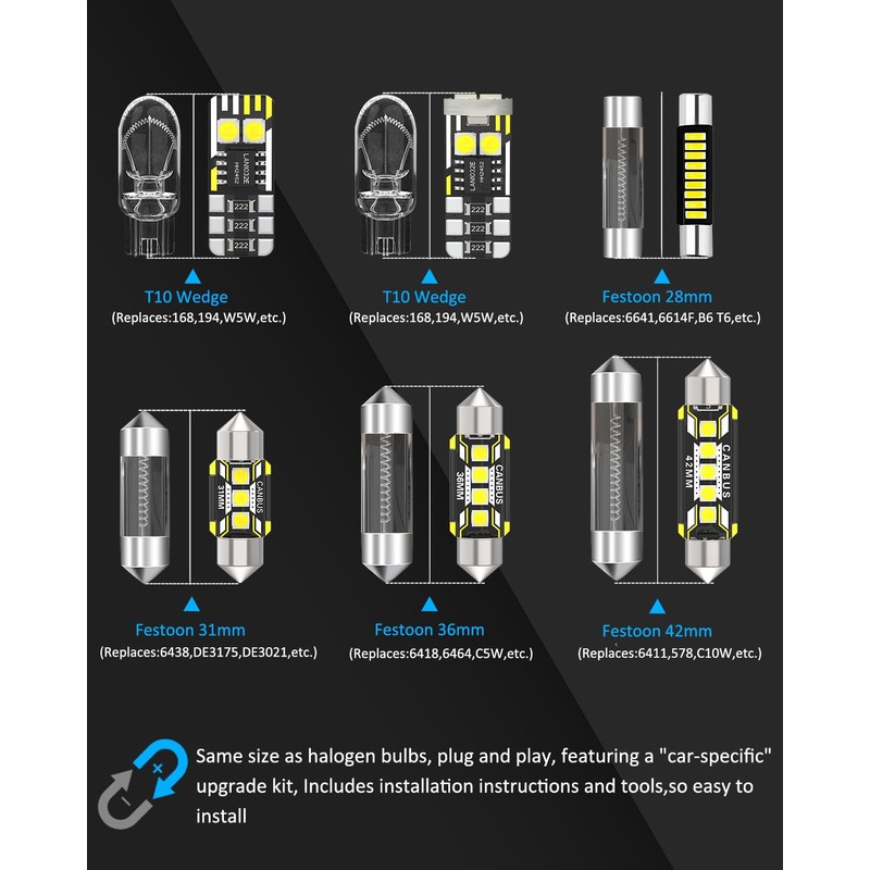 AENVTOL 14 Pieces Interior LED Lights Kit Replacement for Honda