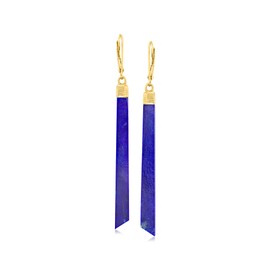 Ross-Simons Lapis Linear Drop Earrings in 18kt Gold Over Sterling