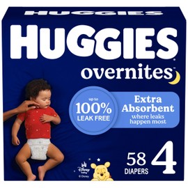 Huggies Overnites Size 4 Overnight Diapers (22-37 lbs), 58 Ct, Packaging May Vary